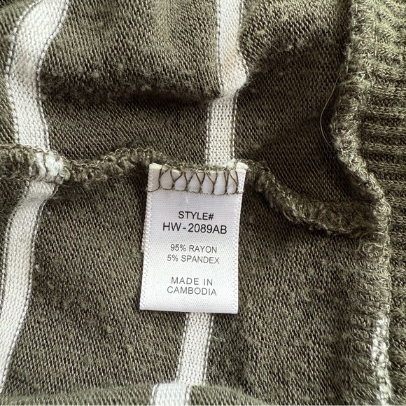 Women’s Zenana Outfitters Green and White Striped Snap Front Cardigan Size XL - Picture 6 of 8